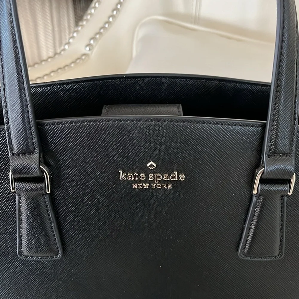 Kate Spade Perry Medium Satchel Saffiano Leather Black LIKE NEW CONDITION - Picture 10 of 15